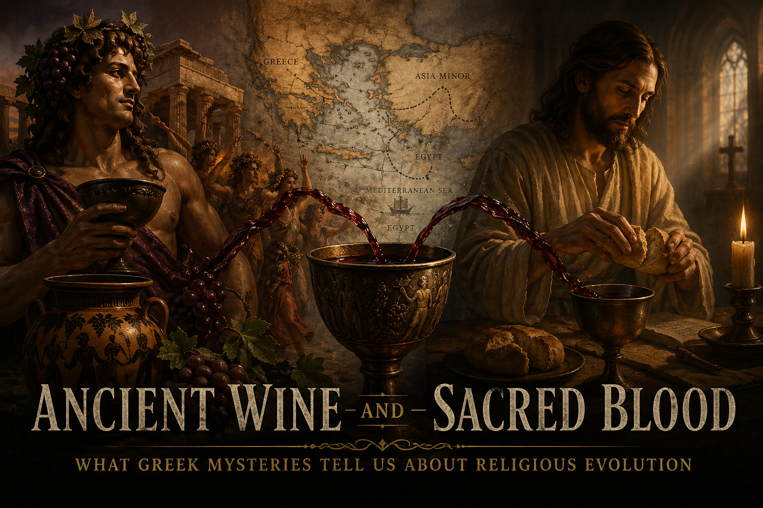Header image for Ancient Wine and Sacred Blood: What Greek Mysteries Tell Us About Religious Evolution